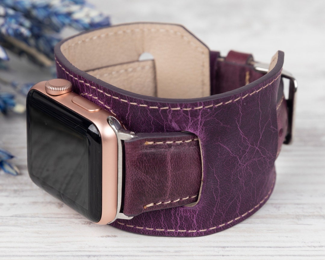 Handmade Leather Apple Watch Cuff Band, Stylish Design - Etsy