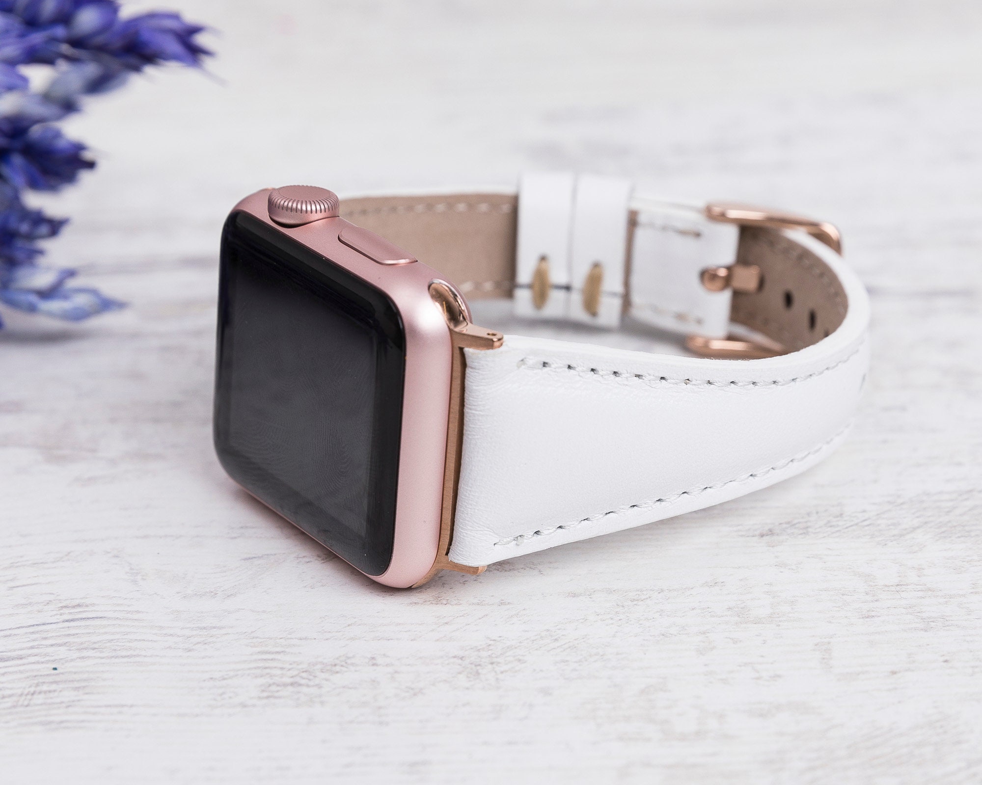 White Leather Apple Watch Band 38mm 40mm 42mm 44mm Classic Etsy