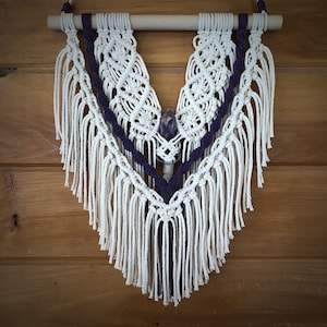 Handmade Dream Amethyst Macrame Wallhanging / Crystal Macrame / Purple / Home Decor / Wall Decor