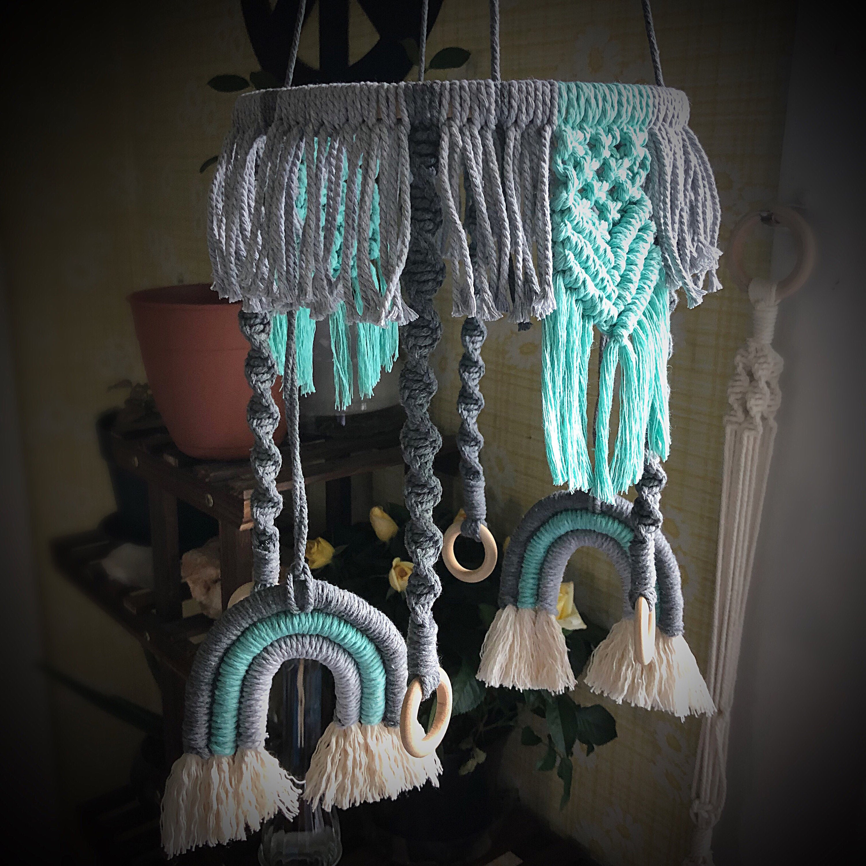 Handmade Macrame Rainbow Crib Mobile / Baby Mobile / Nursery Etsy