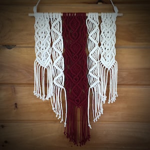 Handmade Macrame Wallhanging / Maroon / White / Home Decor / Wall Decor / Room Decor