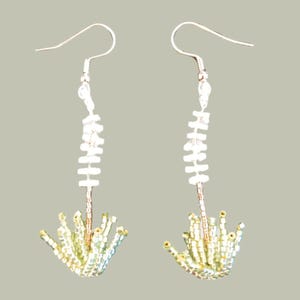 Beaded Yucca Earrings: 3D Desert Plant Art, Hypoallergenic Hooks