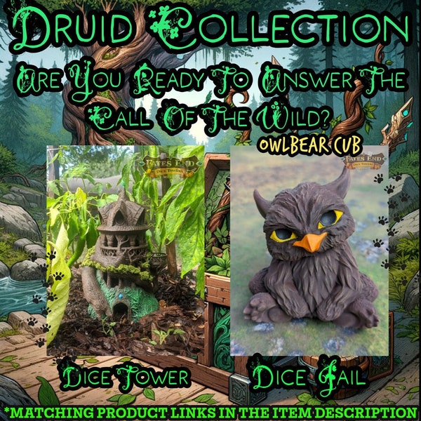 Druid Dice Tower stampato in 3D - Collezione Fate's End di Kim Bolt - Sfrutta la magia della natura e gli antichi rituali con ogni rotolo!