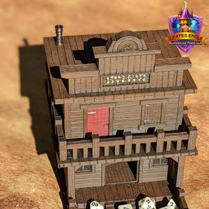 Ghost Town Cowboy Saloon 3D Printed RPG Dice Tower: Fate's End Collection