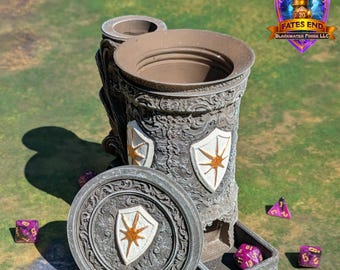 Paladin 3D Printed RPG Dice Tower & Can Holder Combo: Fate's End Collection