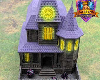 Haunted House 3D Printed RPG Dice Tower: Fate's End Collection by Kim Bolt