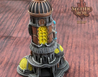 Steampunk 3D-geprinte RPG Dice Tower: Mythic Roll-collectie van Unchained Games