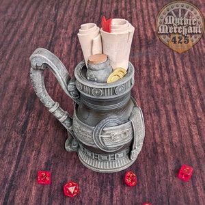 Merchant's 3D Printed Koozie – DnD Can Holder - Stein - Dice Vault | RPG Dice Jail | D20 Dice Box | Mythic Mugs by Ars Moriendi 3D