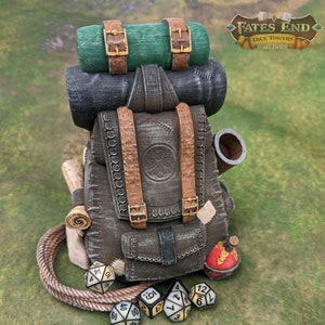 Ranger Backpack 3D Printed Dice Tower - Fate's End Collection by Kim Bolt - Embark on an Epic Adventure!
