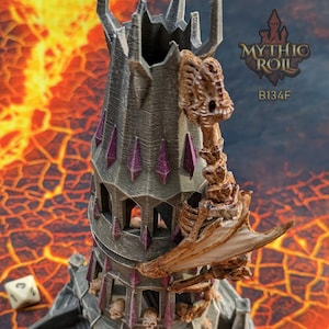 Necromancer Lich Undead Dragon 3D Printed Dice Tower | DnD Player Gift | Mythic Roll Collection | Unchained Games | - Unearth the Dark Arts!