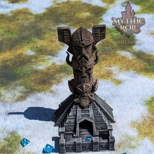 Viking Nordic Totem Pole 3D Printed Dice Tower: Mythic Roll Collection by Unchained Games