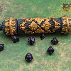 Blättern Sie Fall Gehäuse 3D gedruckte Würfel Jail | RPG Würfel Tresor | D20 Aufbewahrungsbox | Spieler Geschenk - Fate&#39;s End Furhaven Kollektion - Zauberhafte Geheimnisse!