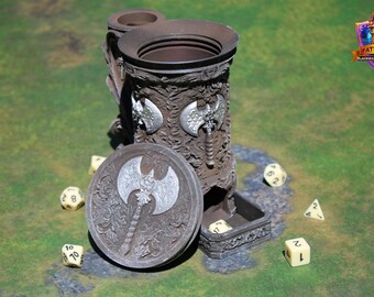 Barbarian 3D Printed RPG Dice Tower & Can Holder Combo: Fate's End Collection