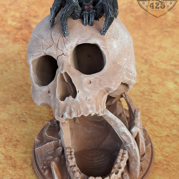 Desert's Kiss Skull 3D Printed Dice Tower - Mythic Mugs by Ars Moriendi 3D | Dice Tray | D20 Dice Vault - Lost to the sands of time.