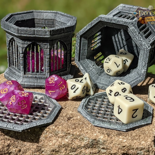 Stone 3D Printed Dice Jail - Fate's End Collection - Encase Wayward Rolls in Timeless Stone Fortresses!