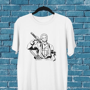 Camiseta T-Shirt Anime One Piece Personagens Luffy Zoro  Cor:Branco;Tamanho:P