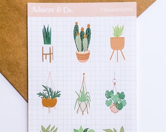 Houseplant Planner Stickers, Plant Lovers Sticker Sheet, Plant Mama Stickers, Plant Journal Stickers, Scrapbook Stickers, Black Girl Sticker