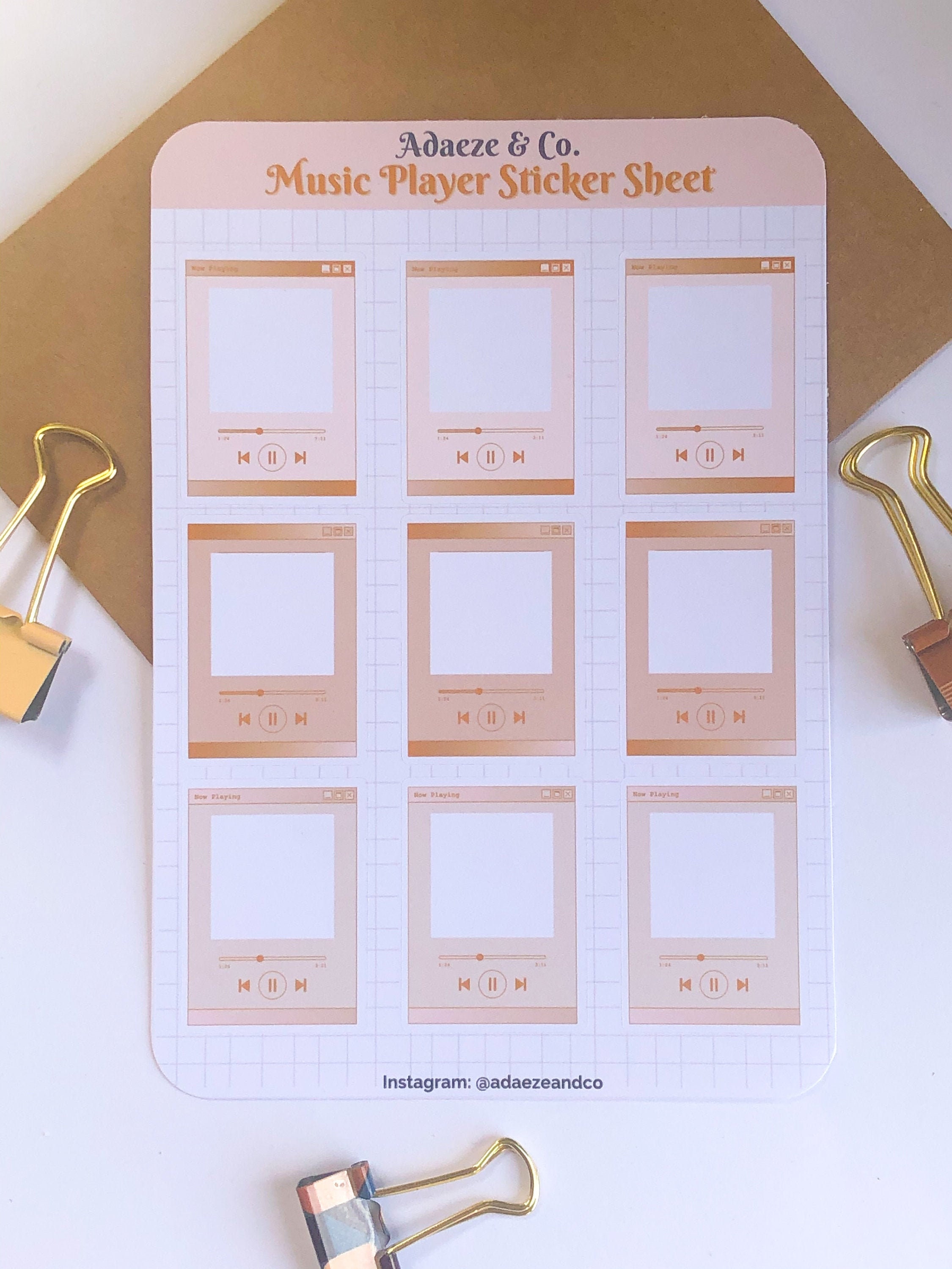 music player aesthetic sticker sheet music player planner etsy