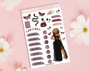 Black Girl Planner Stickers, Halloween Planner Stickers, Black Girl Stickers, Planner Sticker Kits, Black Girl Magic Stickers, Bujo Stickers