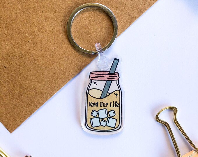 Iced Coffee Keychain, Coffee Cup Keychain, Coffee Lover Gift, Iced