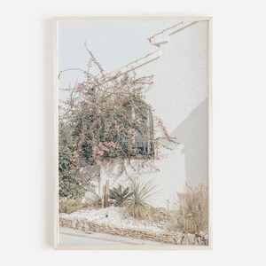 Malta Wall Art Print, Greece Photography, Pastel Wall Art, Bougainvillea Print, Greek Island Print, Greek Floral Art, Santorini Greece Photo