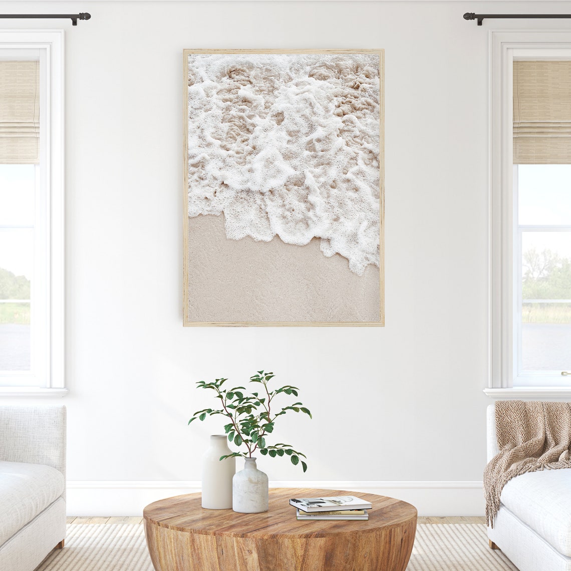 Coastal Wall Art Neutral Ocean Waves Boho Coastal Art Beach Etsy UK