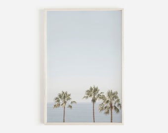 Palm Tree Print, Printable Tropical Wall Art, Beach Photography, Pastel Beach Print, Coastal Wall Decor, Digital Download