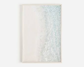Ocean Wave Print Teal White Sand Wall Art Prints Ocean Wall Art Beach Decor Beach Nursery Printable Wall Art Coastal Print Ocean Poster