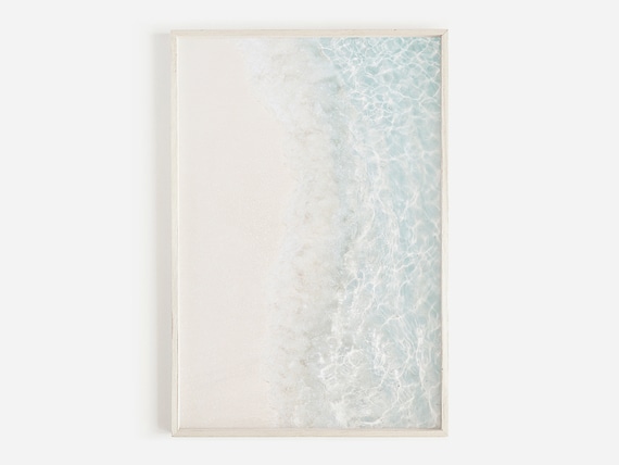 Ocean Wave Print Teal White Sand Wall Art Prints Ocean Wall Art Beach Decor Beach Nursery Printable Wall Art Coastal Print Ocean Poster