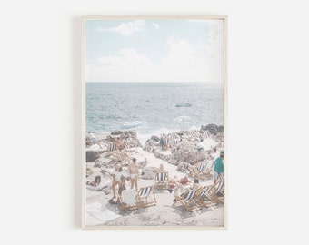 Beach Print, Beach Umbrella Print, Beach Digital Poster, French Riviera Print, Printable Wall Art, Digital Prints