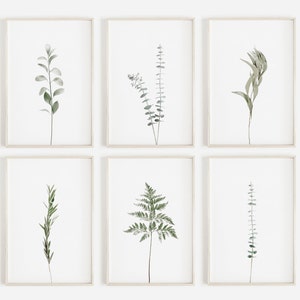 Set of 6 Prints, Digital Prints, Farmhouse Botanical Prints, Leaf Print Wall Art, Farmhouse Gallery Wall Set, Minimalist Prints, Home Decor