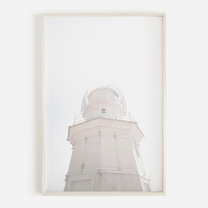 Lighthouse Print, Pastel Beach Wall Art, Coastal Print, Wall Decor, Digital Download, Minimalist Lighthouse, Printable Wall Art