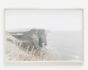 Beachside Cliff Wall Art, Coastal Wave Wall Art, Ocean Cliff, Modern Sea View, Summer Feeling, Large Poster, Minimalist Wall Art, Sea Photo