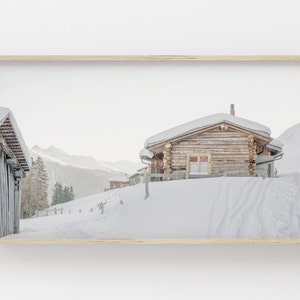 Samsung Frame TV Art | Winter Cabin Digital Art | Holiday Art for Frame TV | Mountain Village | Snowy Winter Scenery | Samsung Art Download