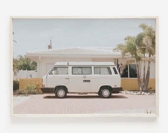 Impressão de arte de parede de van costeira, foto de ônibus boho, impressão de van, arte de pôster de praia, impressão de van retrô, download digital, arte para impressão, arte de parede grande
