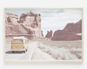Retro Desert Van Wall Art, Vintage Van Print, Travel Photography, Desert Wall Art, Printable Wall Art, Living Room Decor, Boho Dorm Room Art
