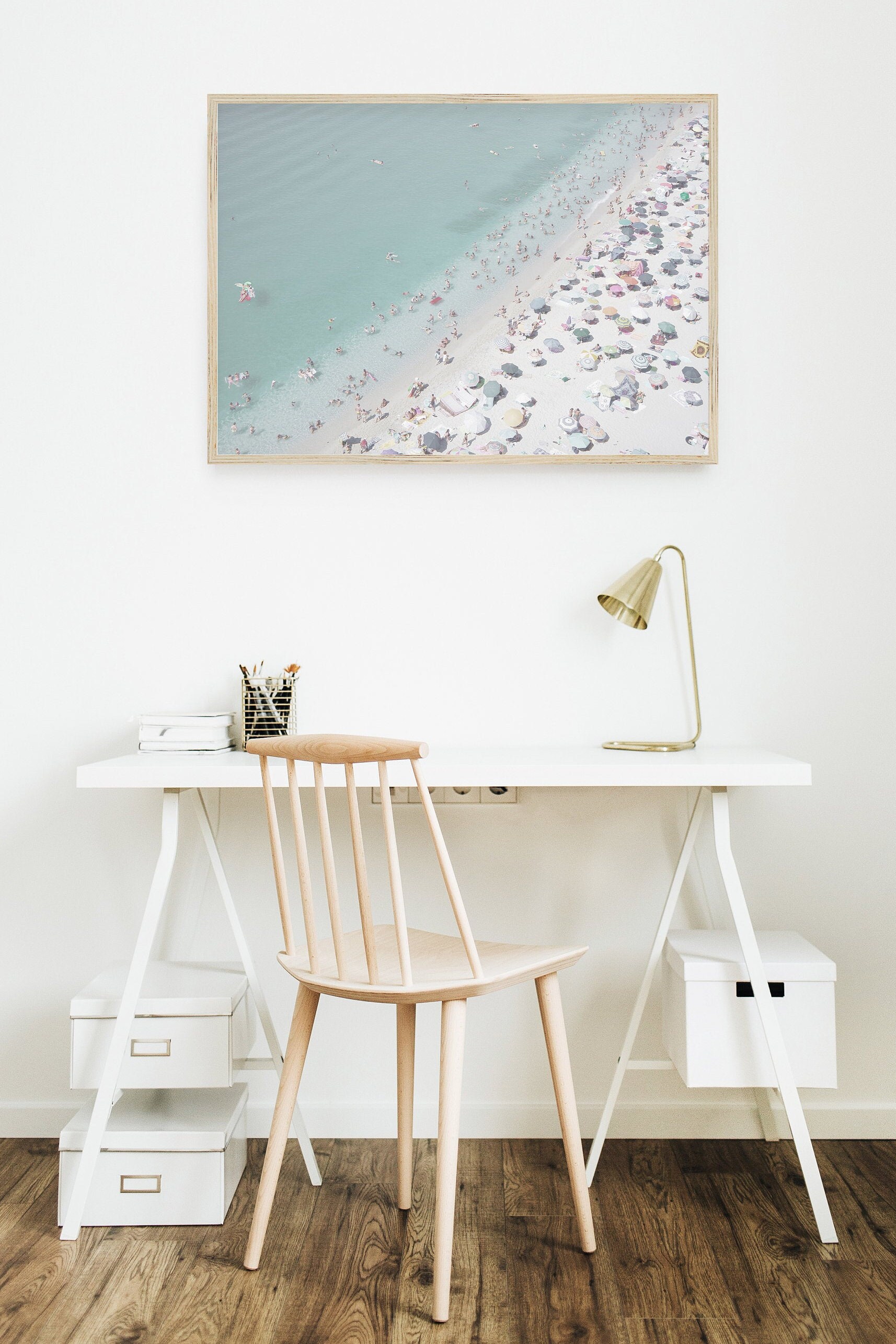 Coastal Wall Art, Beach Umbrella Print, Summer Wall Art, Aerial Beach