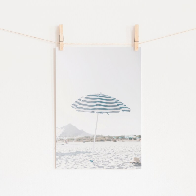 Blue Beach Umbrella Print Beach Umbrella Printable Neutral Etsy