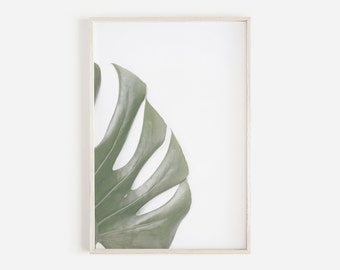 Monstera Print, Leaf Print Wall Art, Tropical Leaf Print, Monstera Printable Art, Green Leaf Print, Tropical Leaves Decor, Art Print Poster