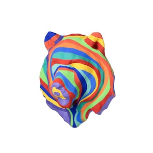 Handcrafted Rainbow Lion Trophy for a Whimsical Wall Decor