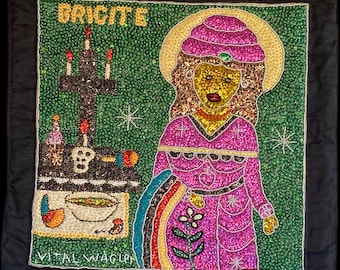 Gran Brigitte Voodoo Flag – Haitian Sequin Spirit Art by Wagler Vital (23x22”)