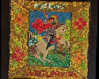 Ogoun Feray Voodoo Sequin Flag: Haitian Warrior Spirit Art