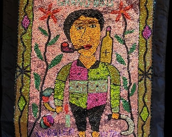 Grand Bois Voodoo Sequin Flag – Handmade Haitian Spirit Art by Wagler Vital