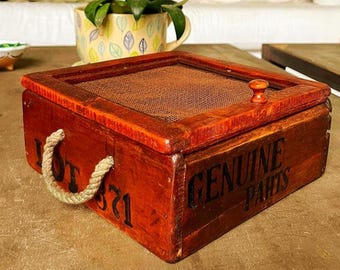 Vintage mosquito coil holder wooden box industrial style