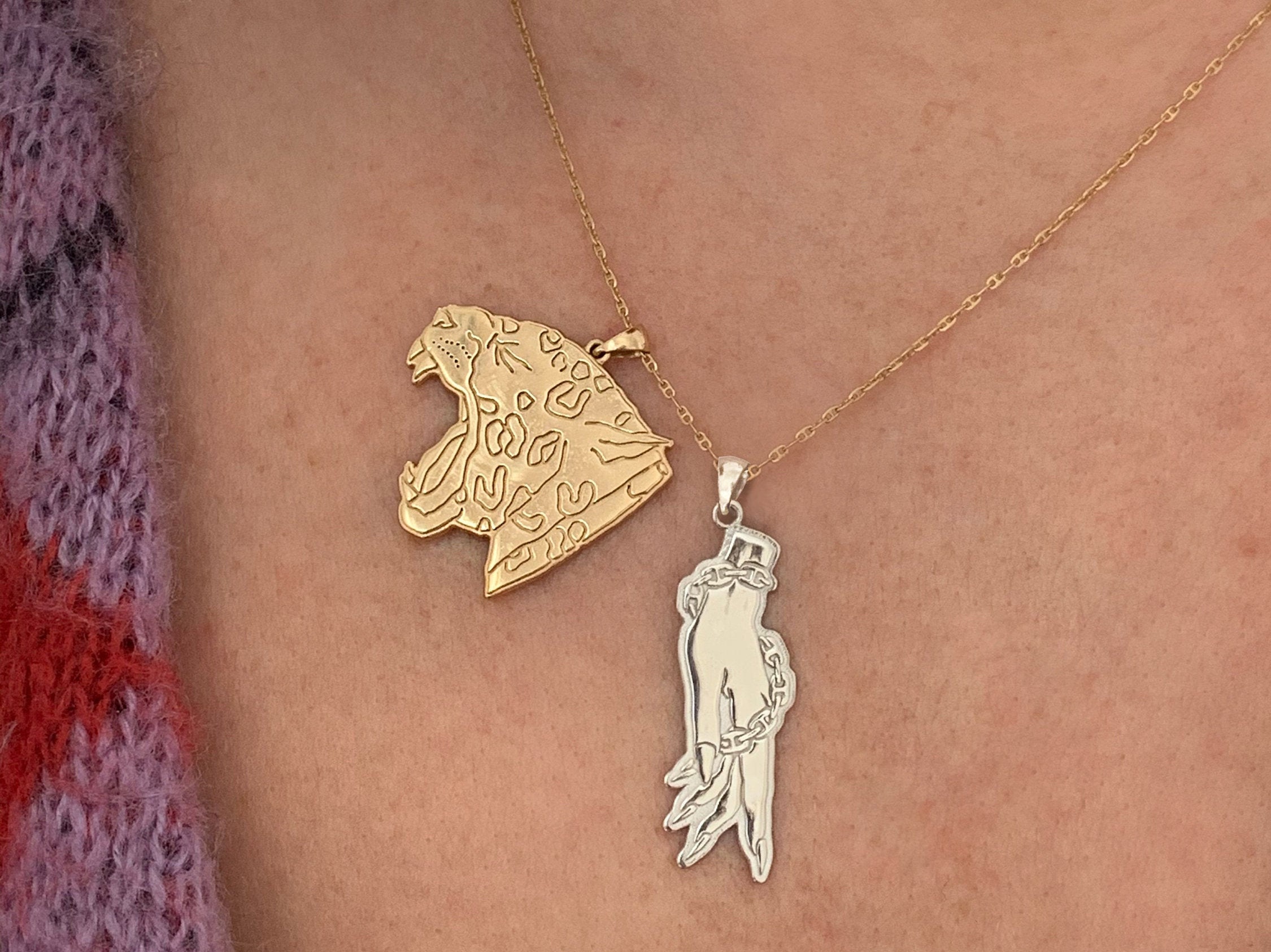 Hand Charm Necklace in 14k Gold or Sterling Silver Etsy