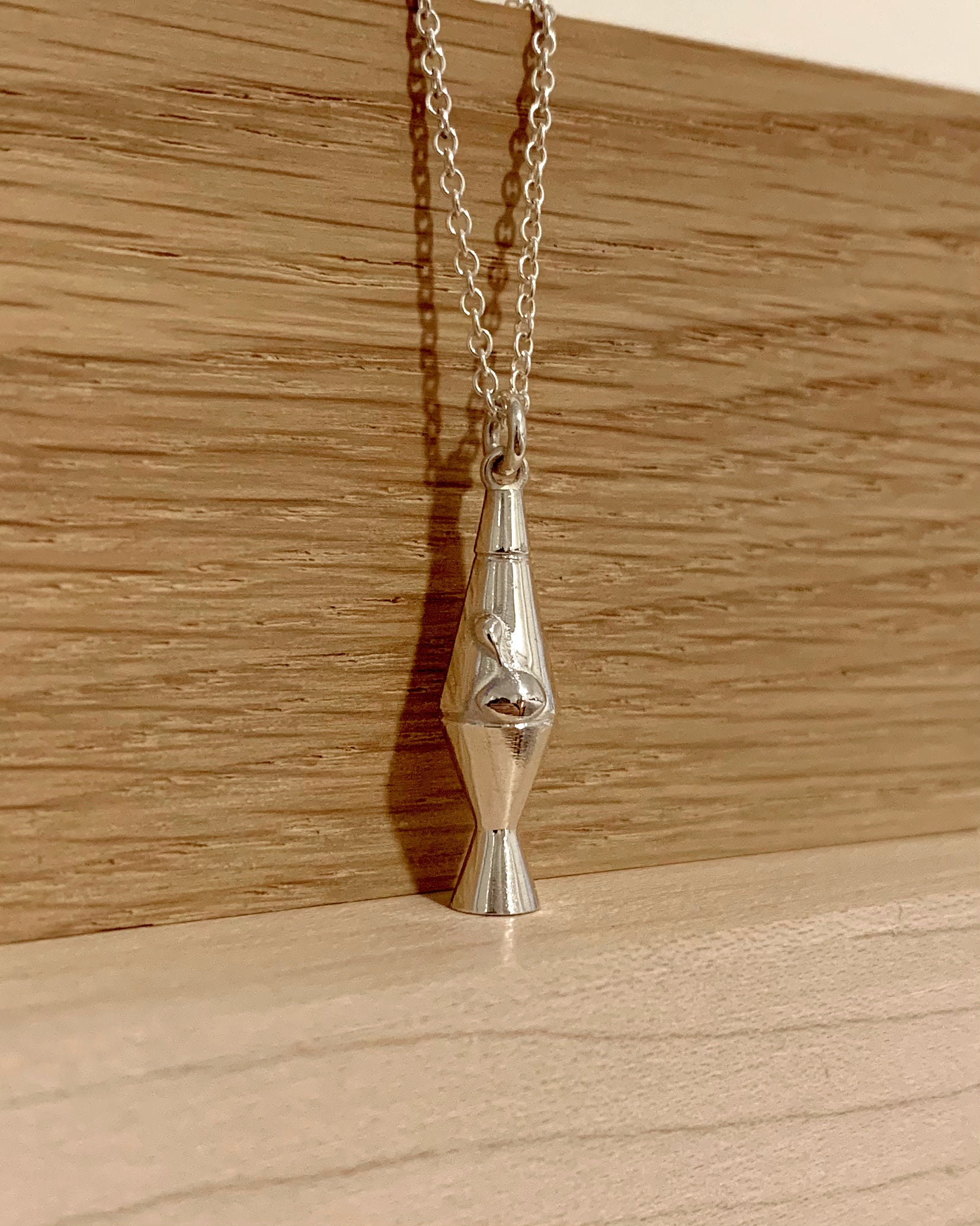 Mini Lava Lamp Charm Necklace Sterling Silver Etsy