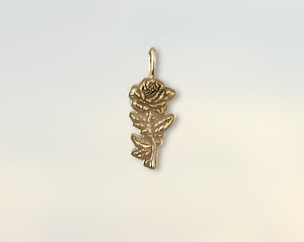Rose Charm in 10K, 14k Gold or Sterling Silver