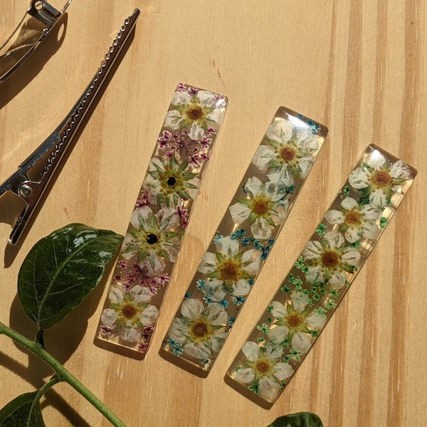 Barrette à cheveux en vrai fleurs