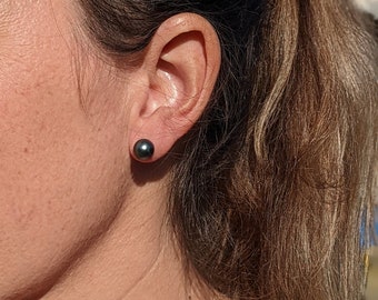 Boucles d'oreille véritables perle noire de Tahiti - qualité A/B