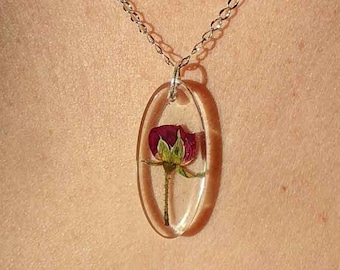 Resin Eternal Rose Pendant Necklace